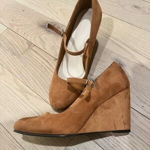 Coutigo Style & Co Brown Suede Mary Jane Wedge Pumps Size 9